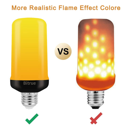 Bitrue LED flame bulb with E26 base for easy install.