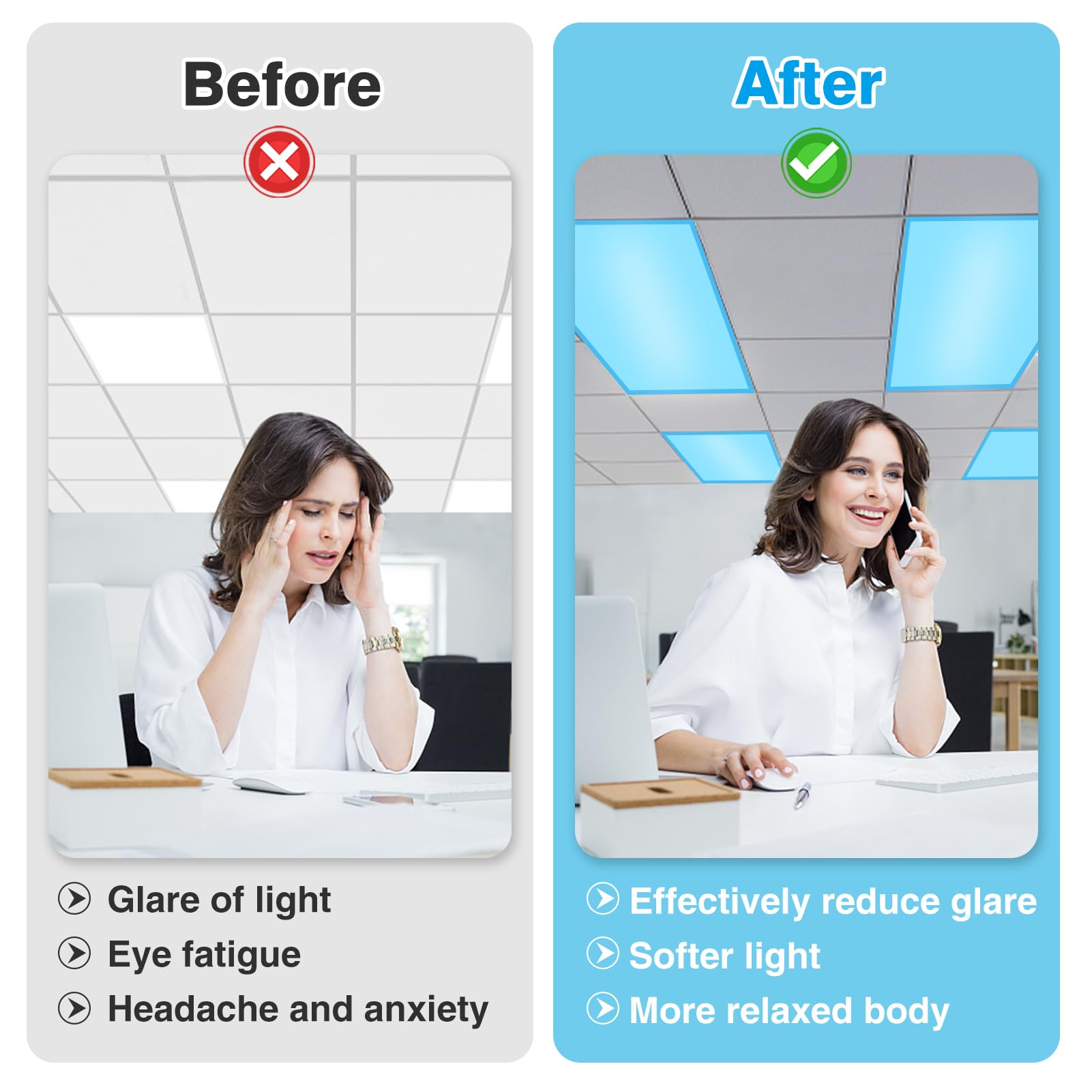 Biubee classroom and library lighting for calmer illumination.