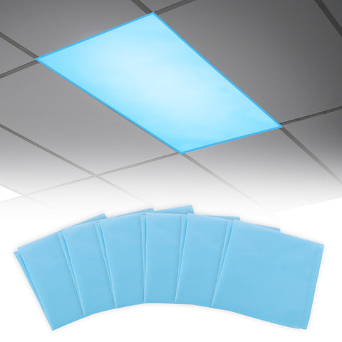 Biubee blue sky fluorescent light cover reduces glare in classrooms.