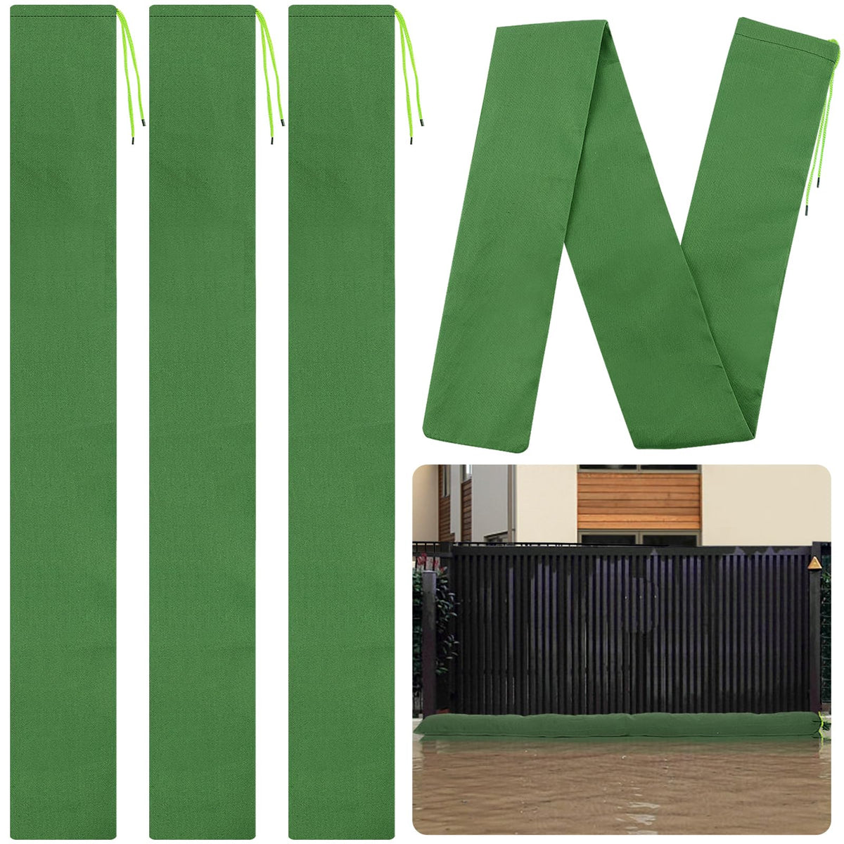 Biubee sandbag tube 10ft-6inch prepared for flood defense at a doorway