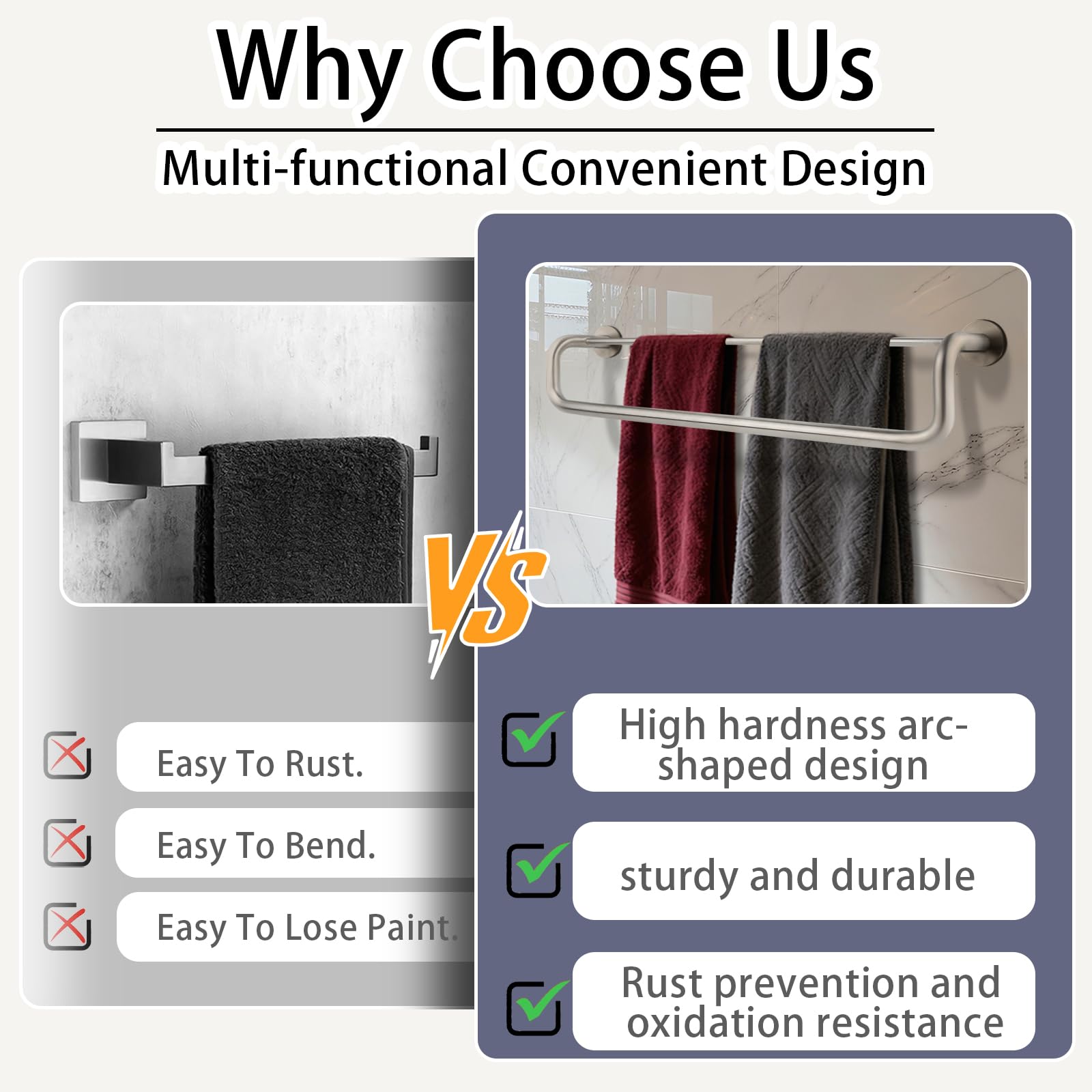 Biuiuiu curved bar design promotes faster towel drying through air flow.