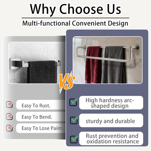 Biuiuiu curved bar design promotes faster towel drying through air flow.
