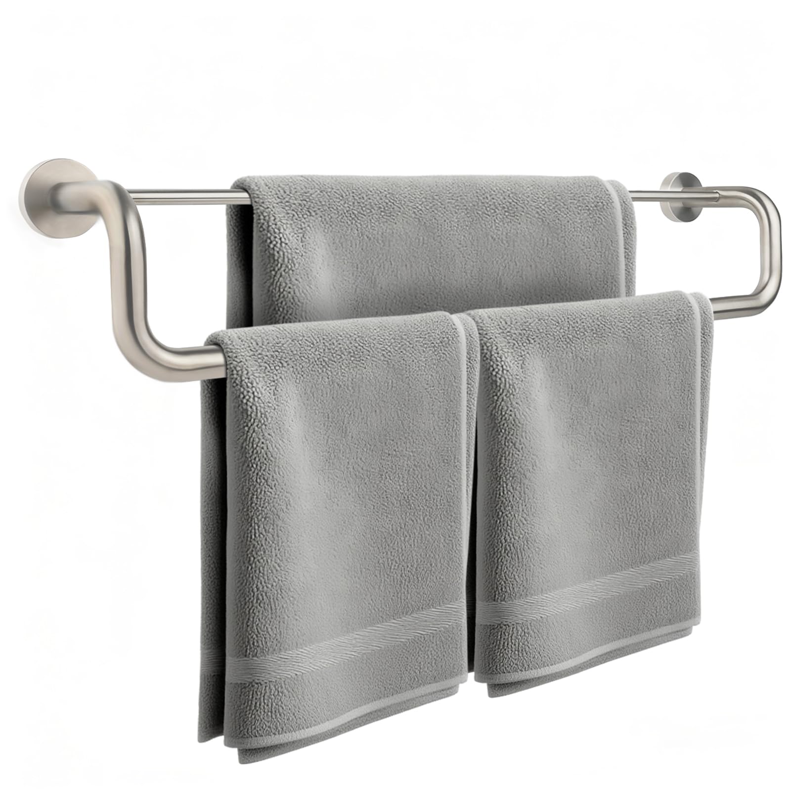 Biuiuiu double towel bar mounted on wall, offering ample drying space.
