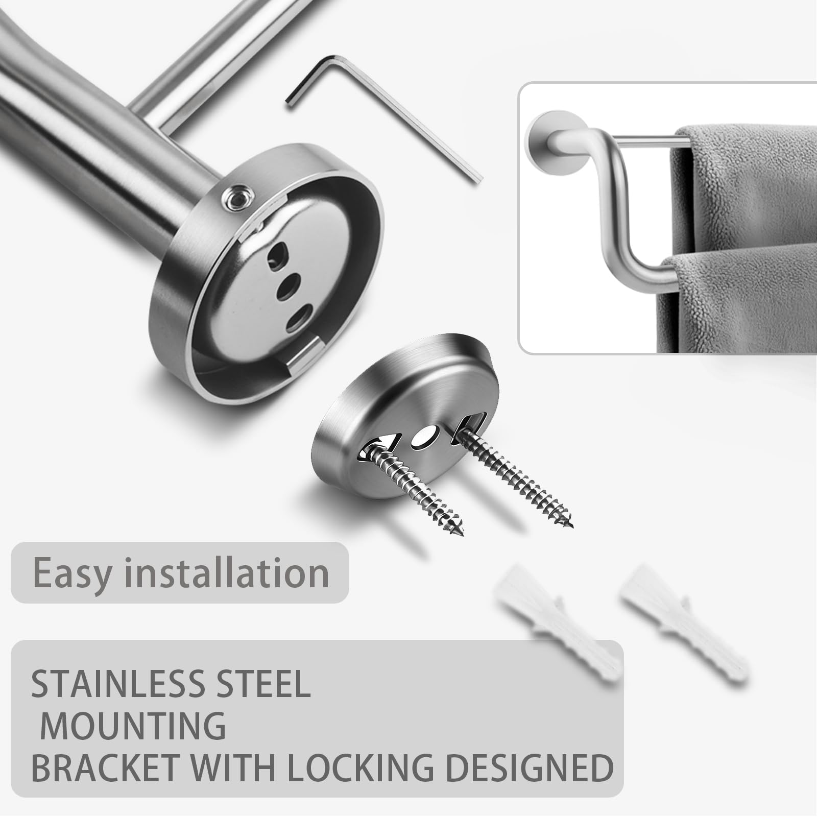 Biuiuiu towel bar complements bathrooms in homes and hotels.