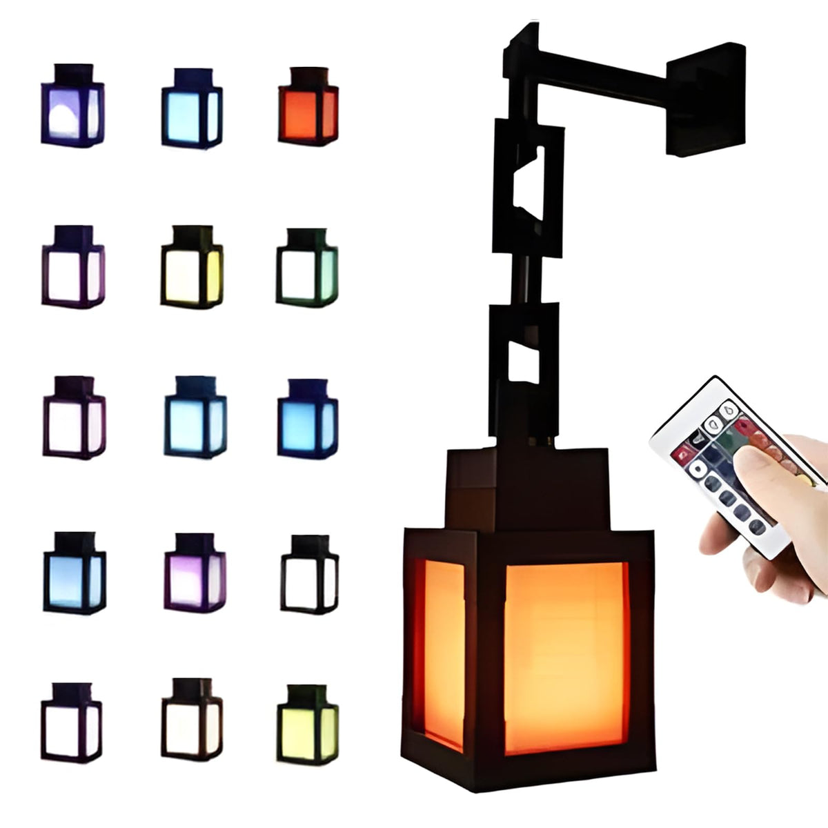 Bivpreom pixelated lantern night light showing 16 colors for cozy gaming atmospheres.