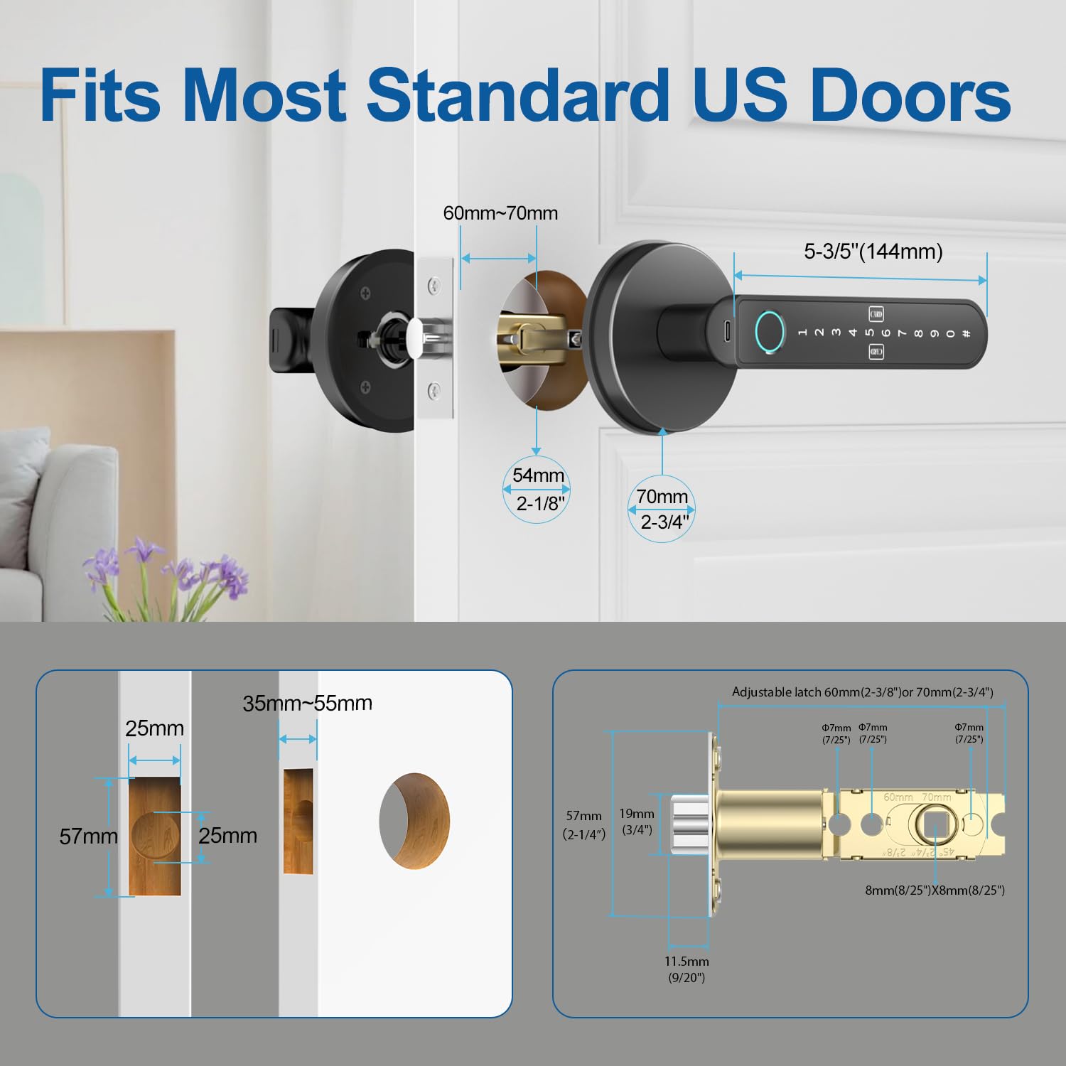 BIWIBON fingerprint lock install-diy depicts easy door installation