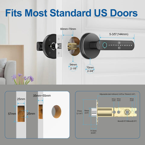 BIWIBON fingerprint lock install-diy depicts easy door installation