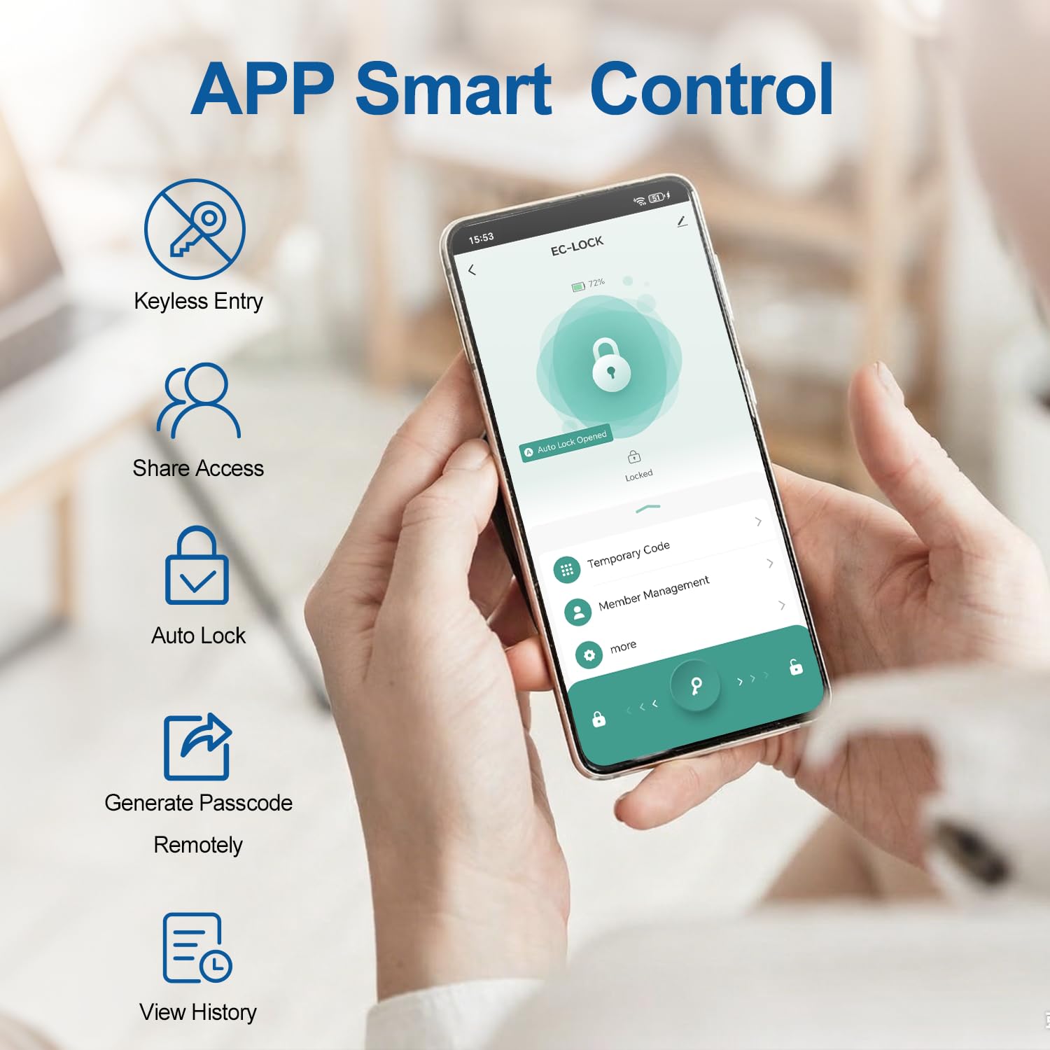 BIWIBON fingerprint lock keypad-app view enables flexible access control