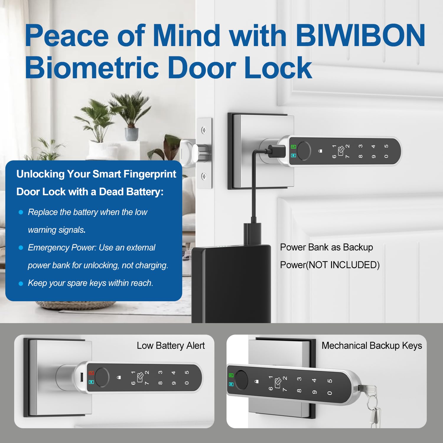 BIWIBON installation guide shows quick fit on most wooden doors.