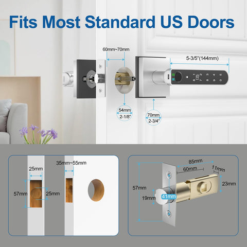 BIWIBON door lock in office setting demonstrates flexible left-right mounting.