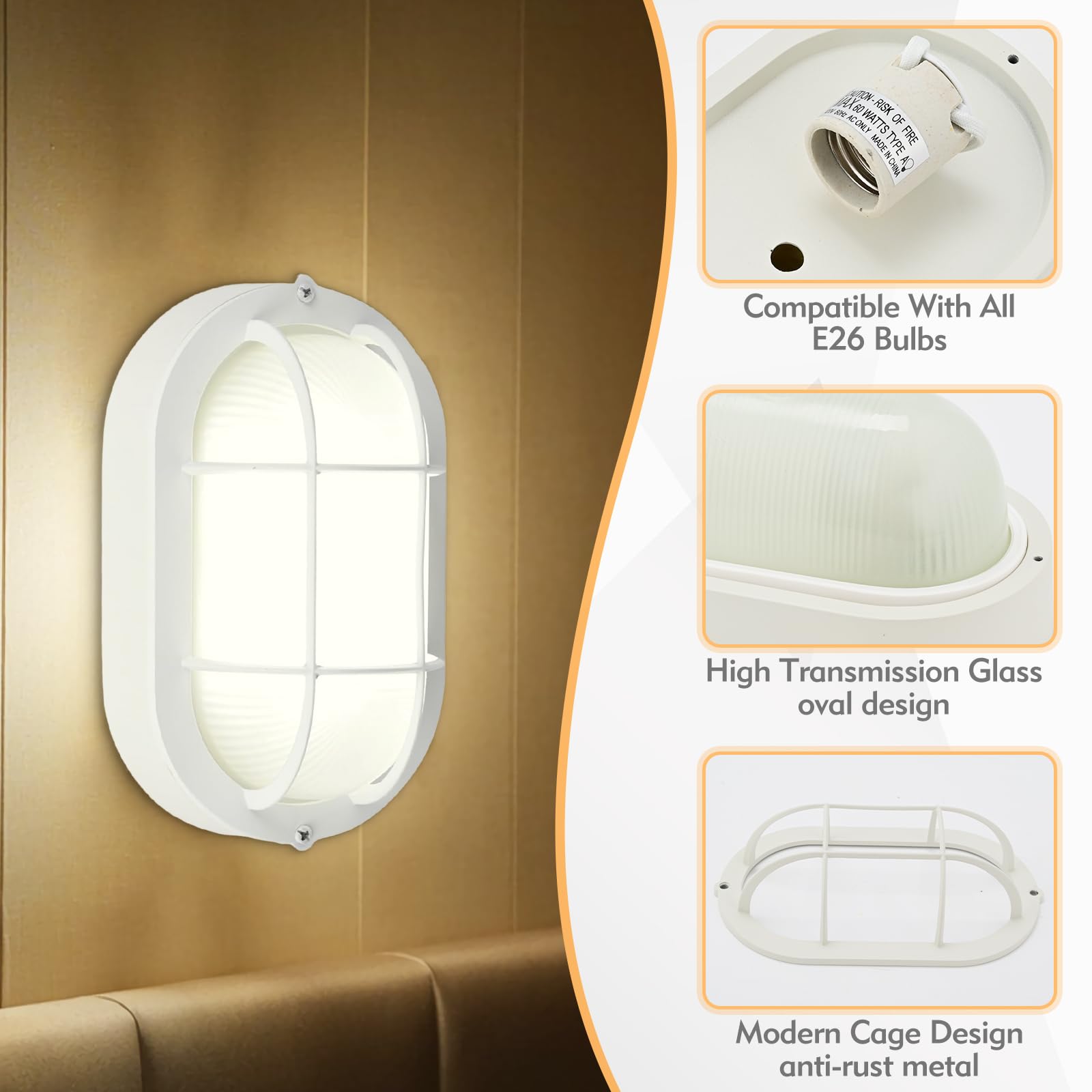 BK Jasmine E26 base compatibility with various bulbs for flexible ambiance.