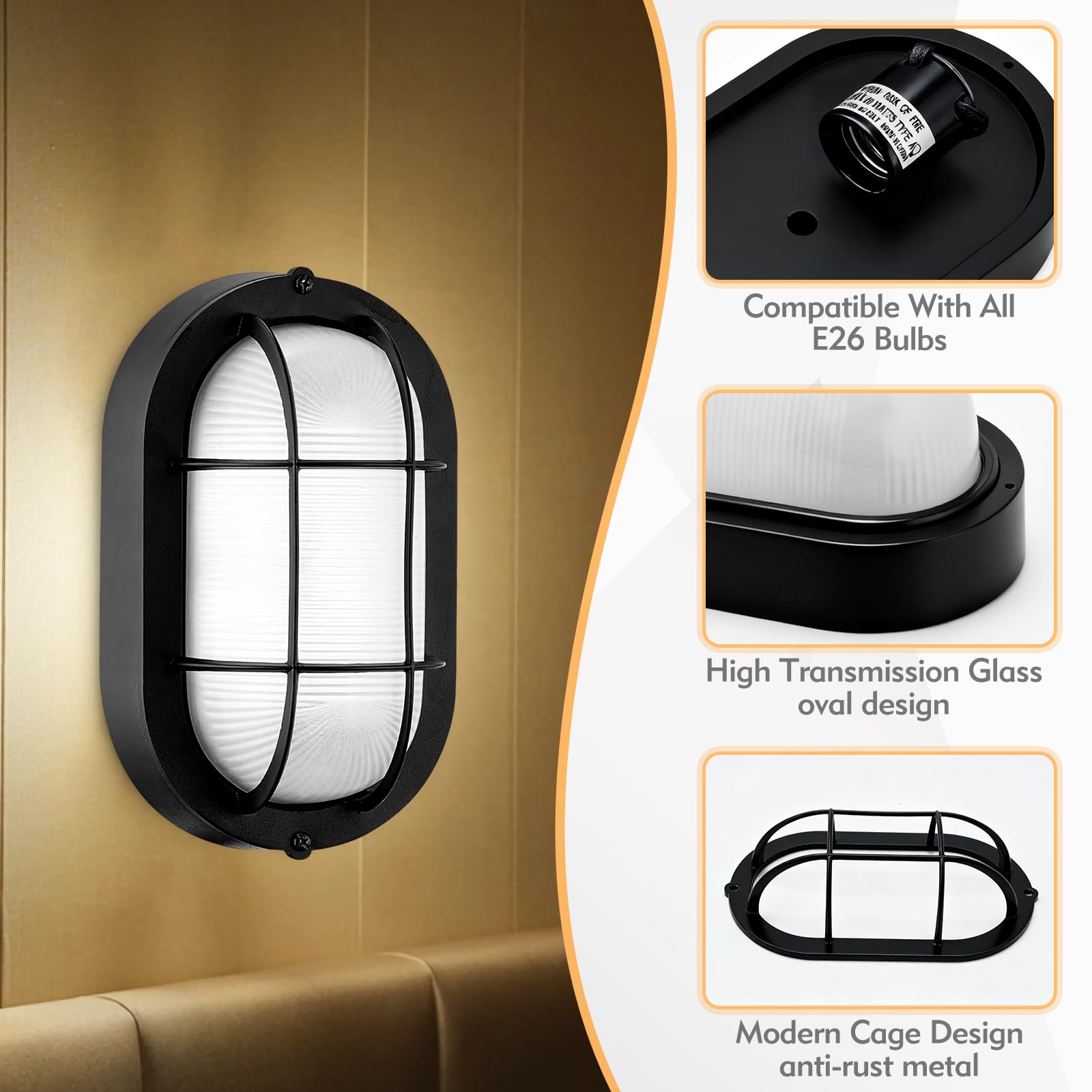B&K Jasmine waterproof bulkhead for porches and garages—reliable exterior lighting.
