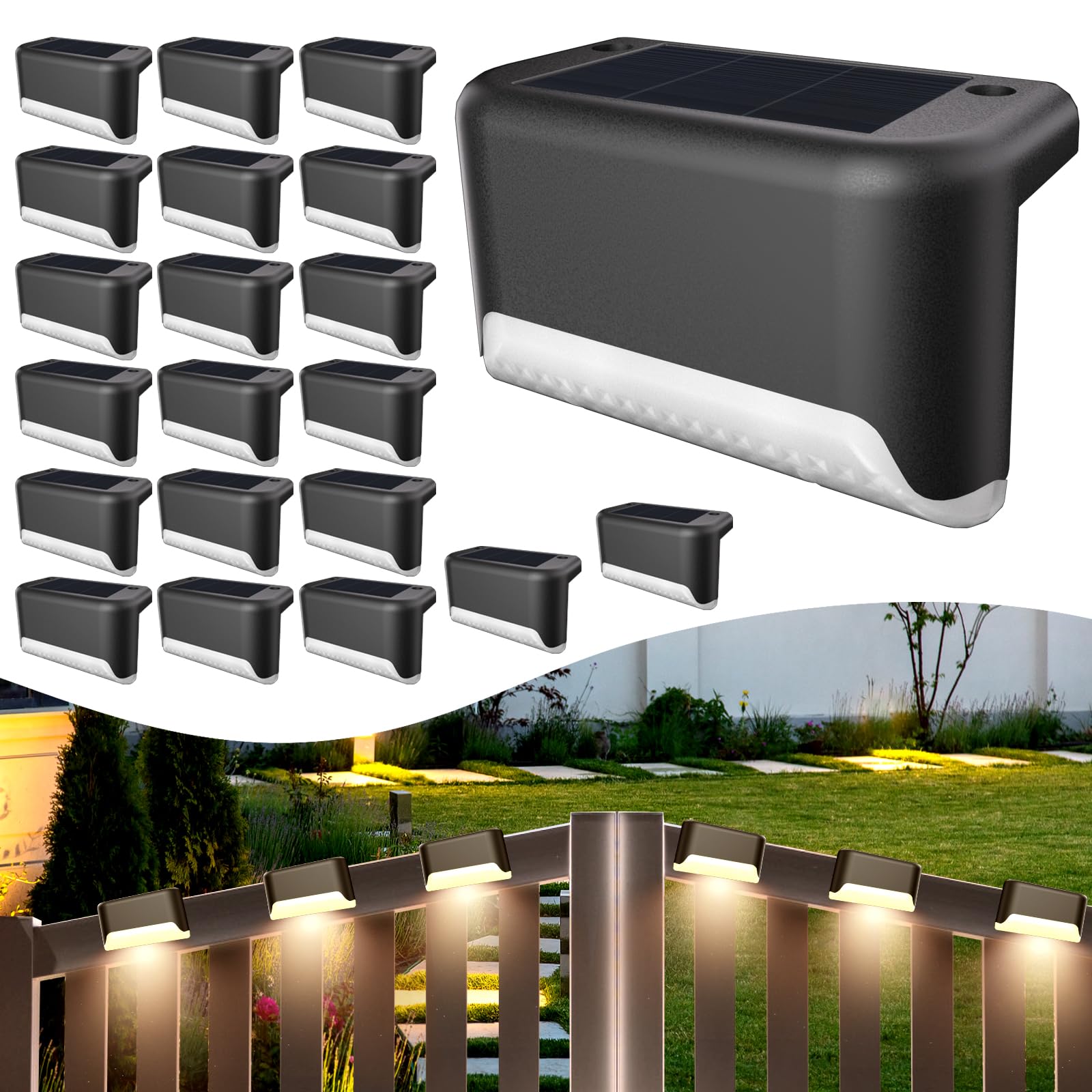 BKBB PPBB solar deck light for steps enhances nighttime visibility of outdoor stairs