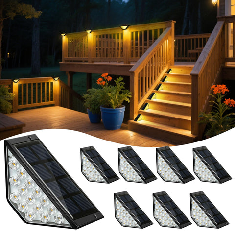 BKBB PPBB solar step light on outdoor stairs delivers bright, energy-efficient illumination