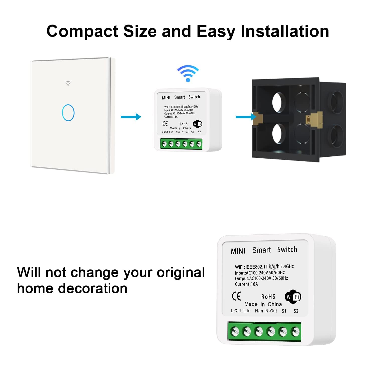 Easy DIY installation fits standard wall boxes