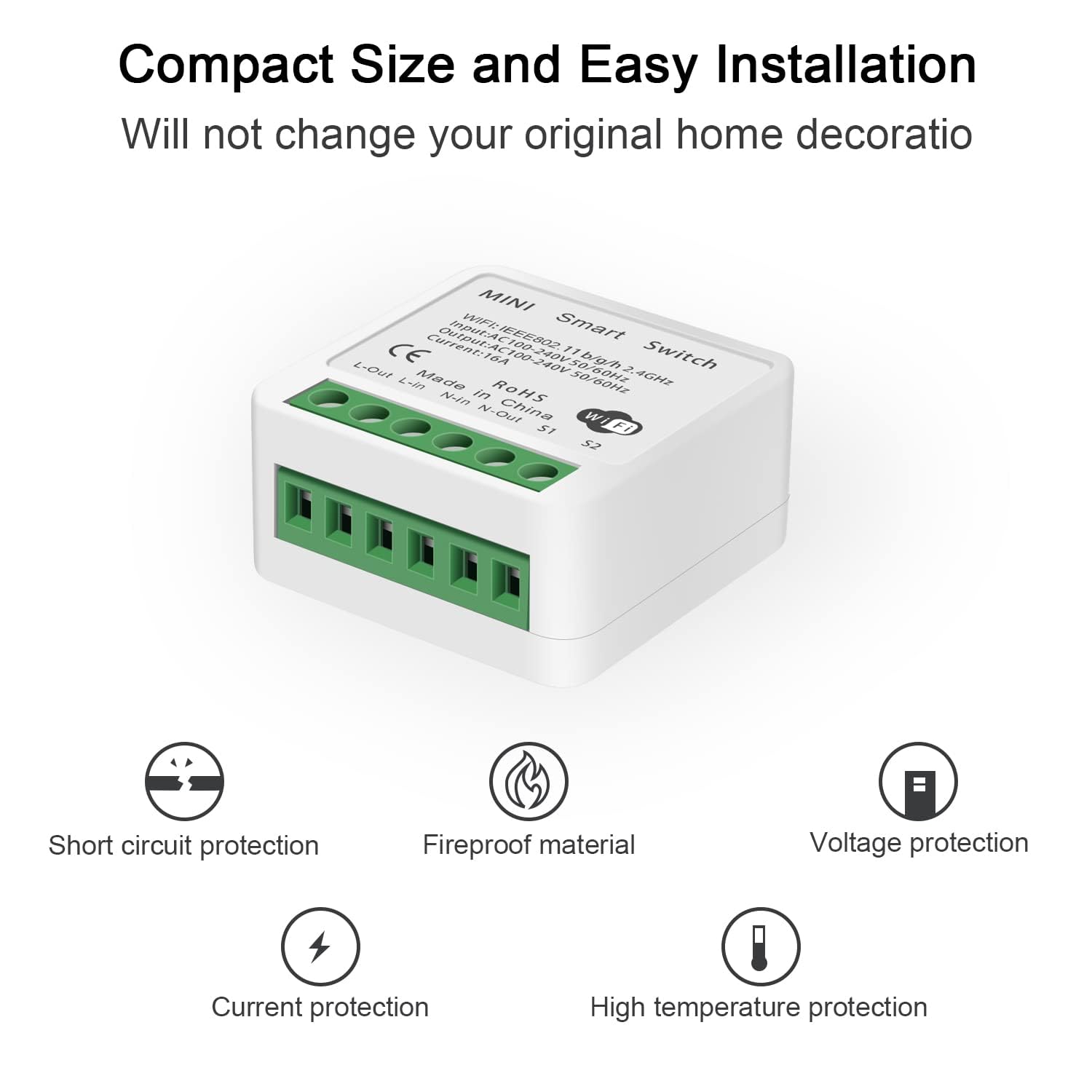 Operates on 2.4 GHz WiFi for broad compatibility