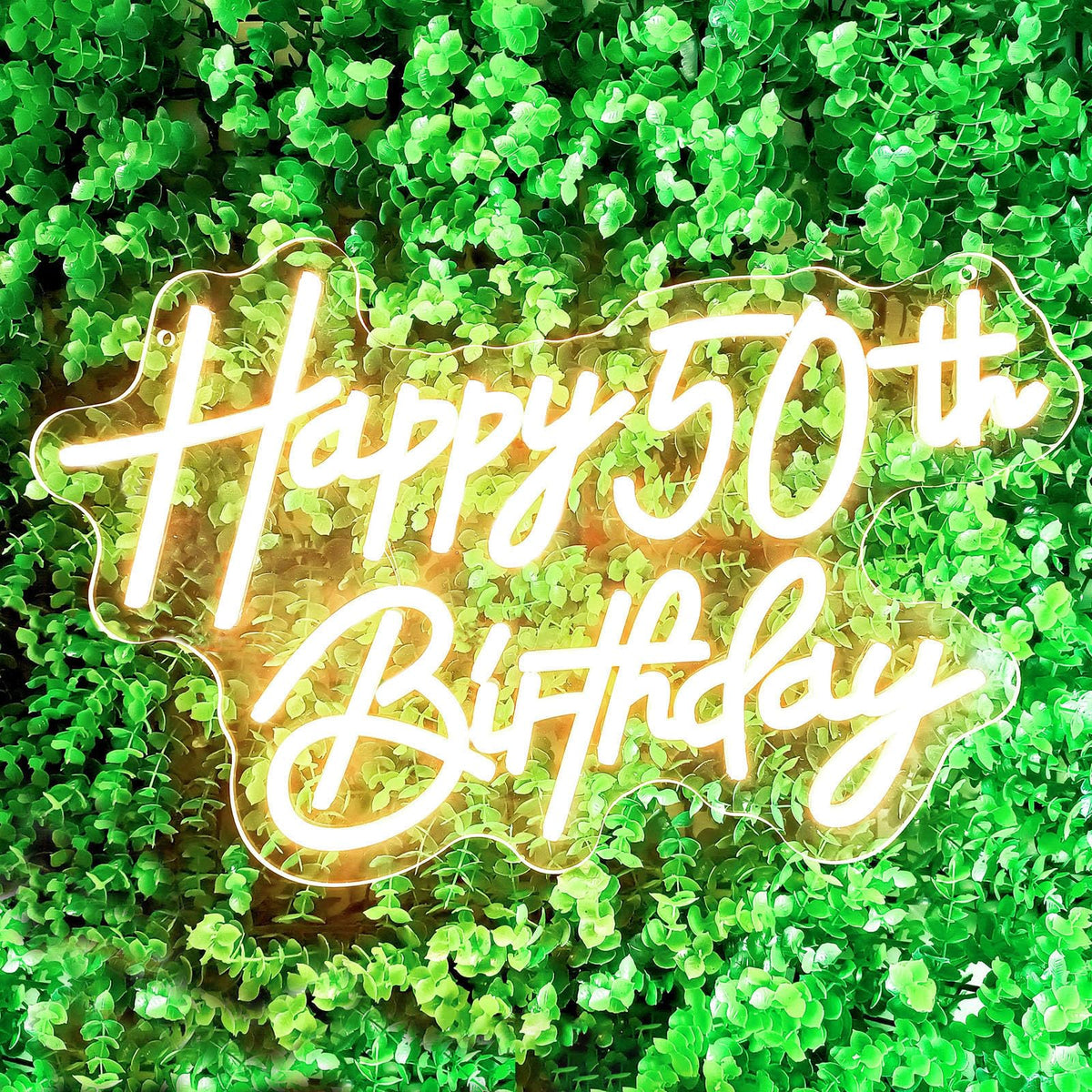 Bklphsey Happy 50th Birthday neon sign backdrop for vibrant party decor