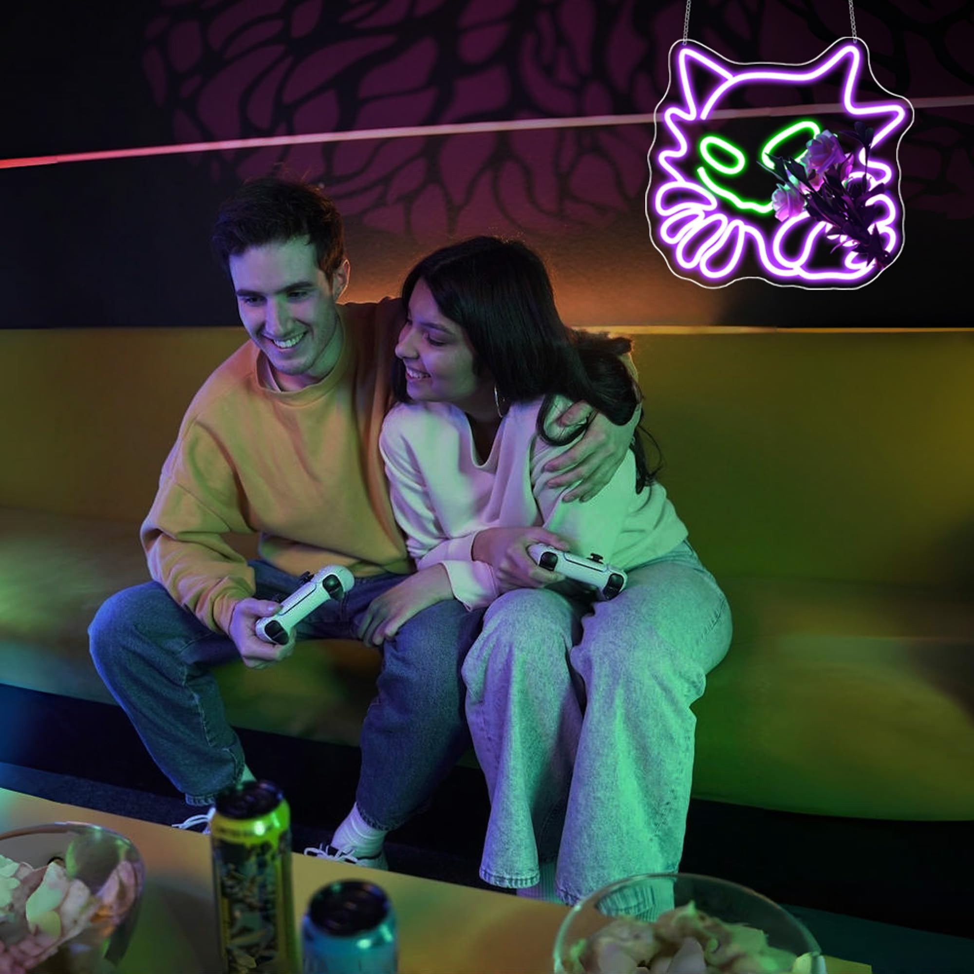 Vibrant Bkuupau anime-inspired neon sign for home bars and lounges