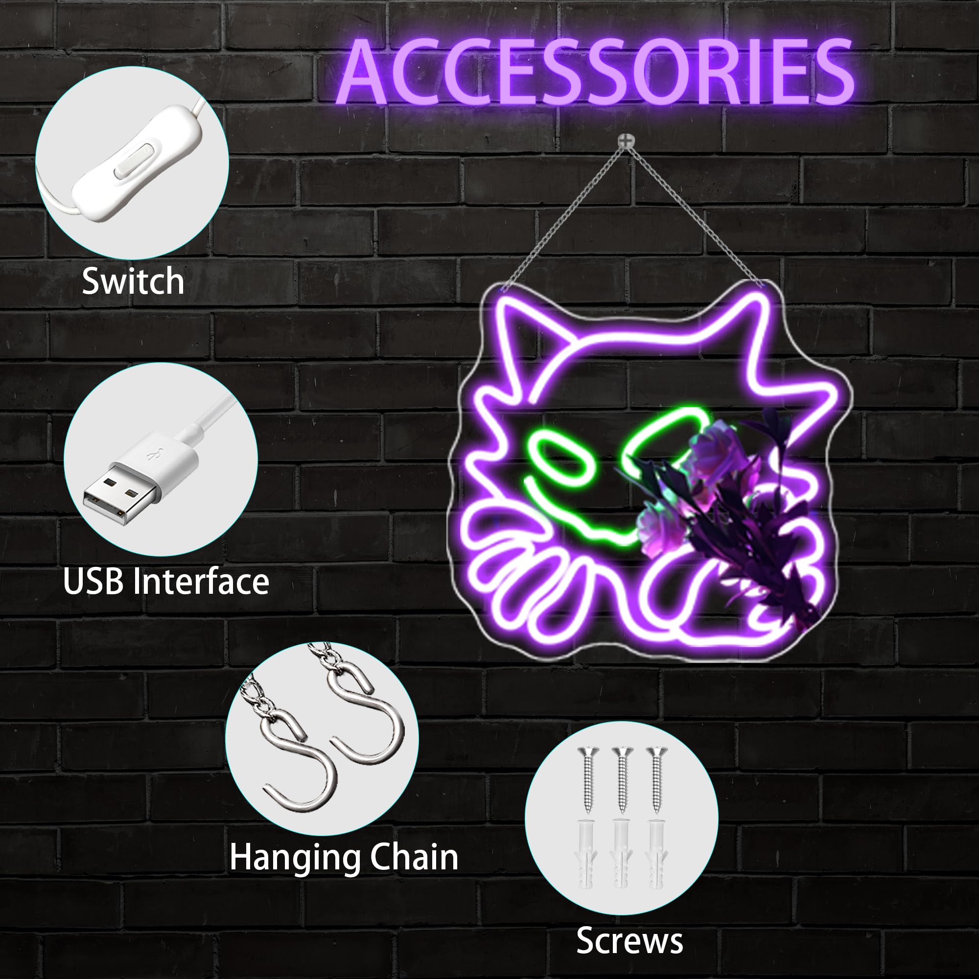 USB powered Bkuupau neon sign compatible with power bank or laptop