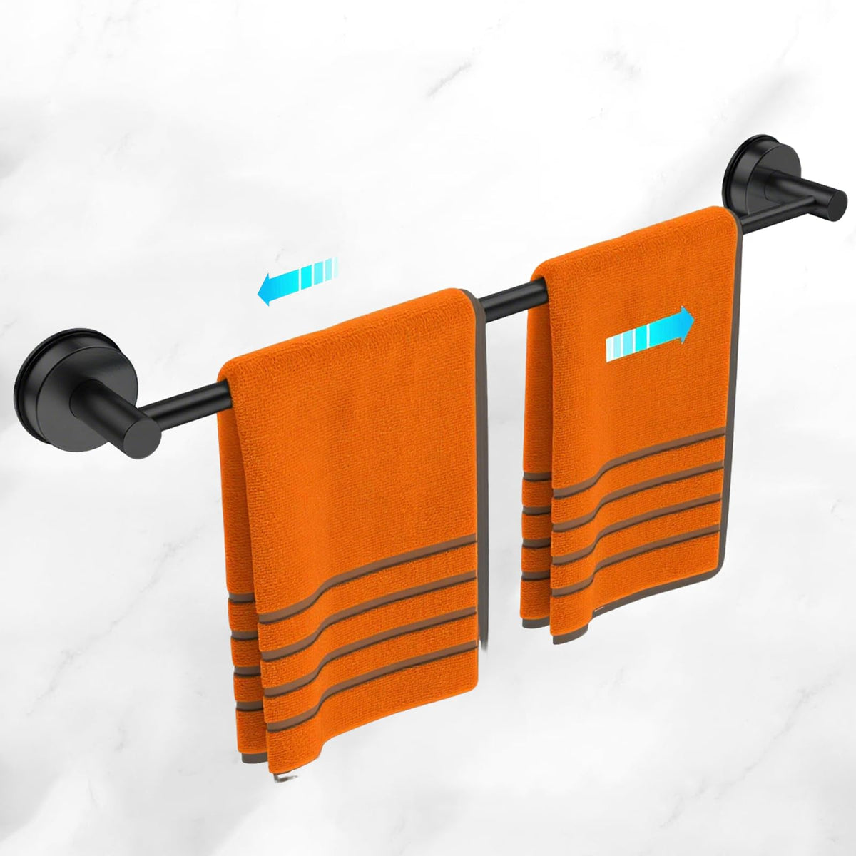 BKV large towel bar, adjustable 17-29 inch length, ideal for versatile bathroom organization.