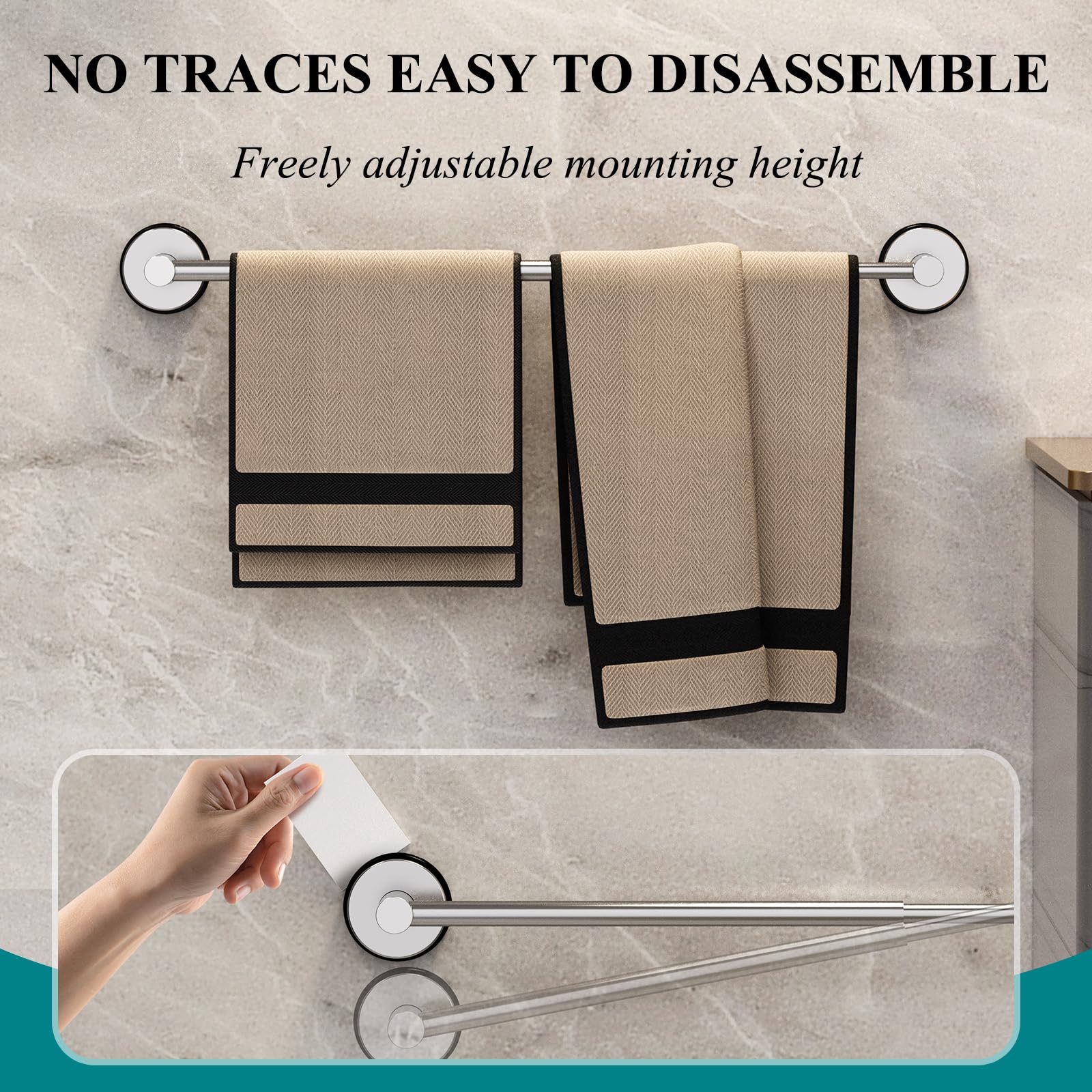 BKV towel bar easily removable without wall damage
