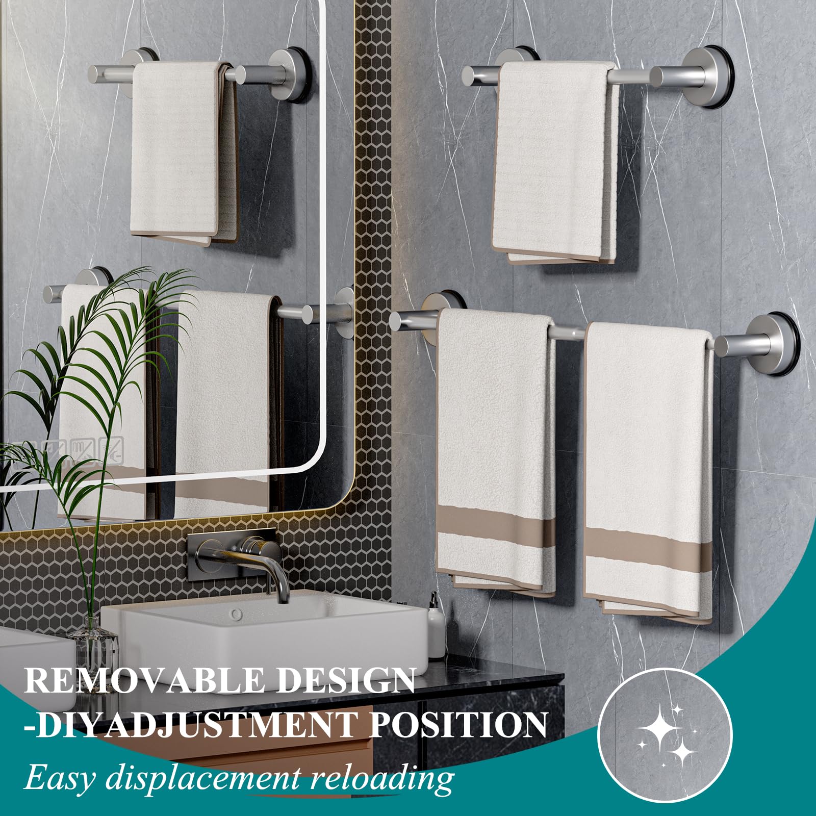BKV towel bar in a sleek silver finish for modern decor
