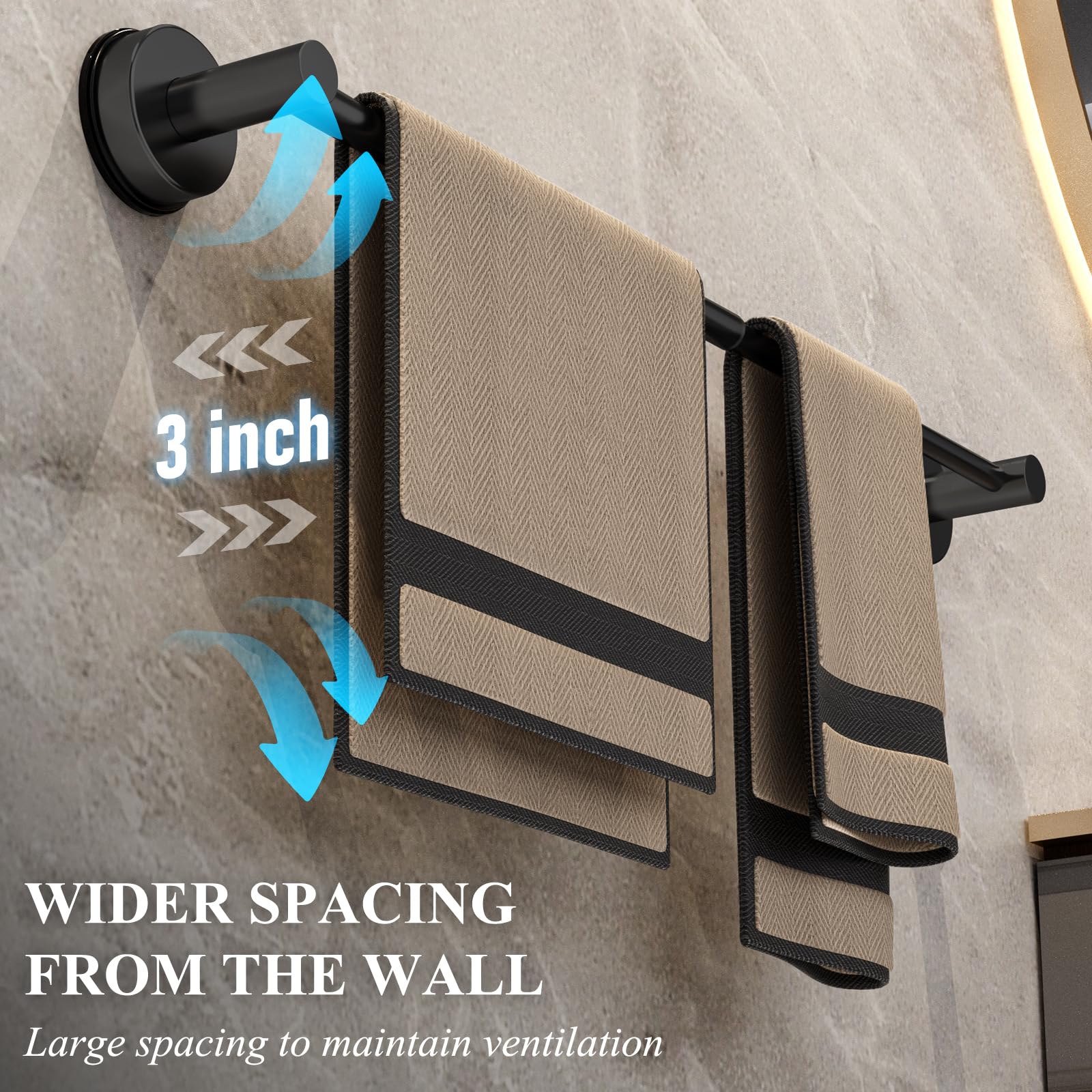 BKV towel bar vacuum suction on glass surface without drilling