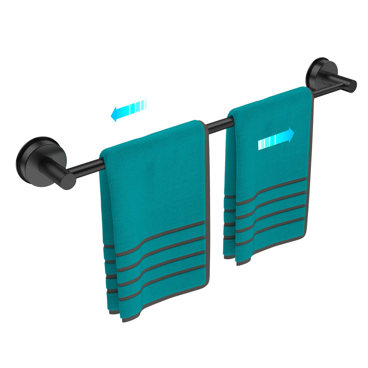 BKV towel bar wall-mounted showing adjustable length for flexible storage