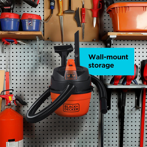 BLACK+DECKER 4ft hose and attachments enabling flexible cleaning reach.
