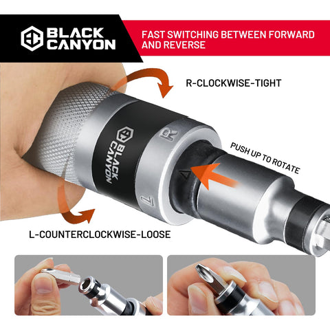 BLACK CANYON double non-slip grip boosts control during high-torque tasks.