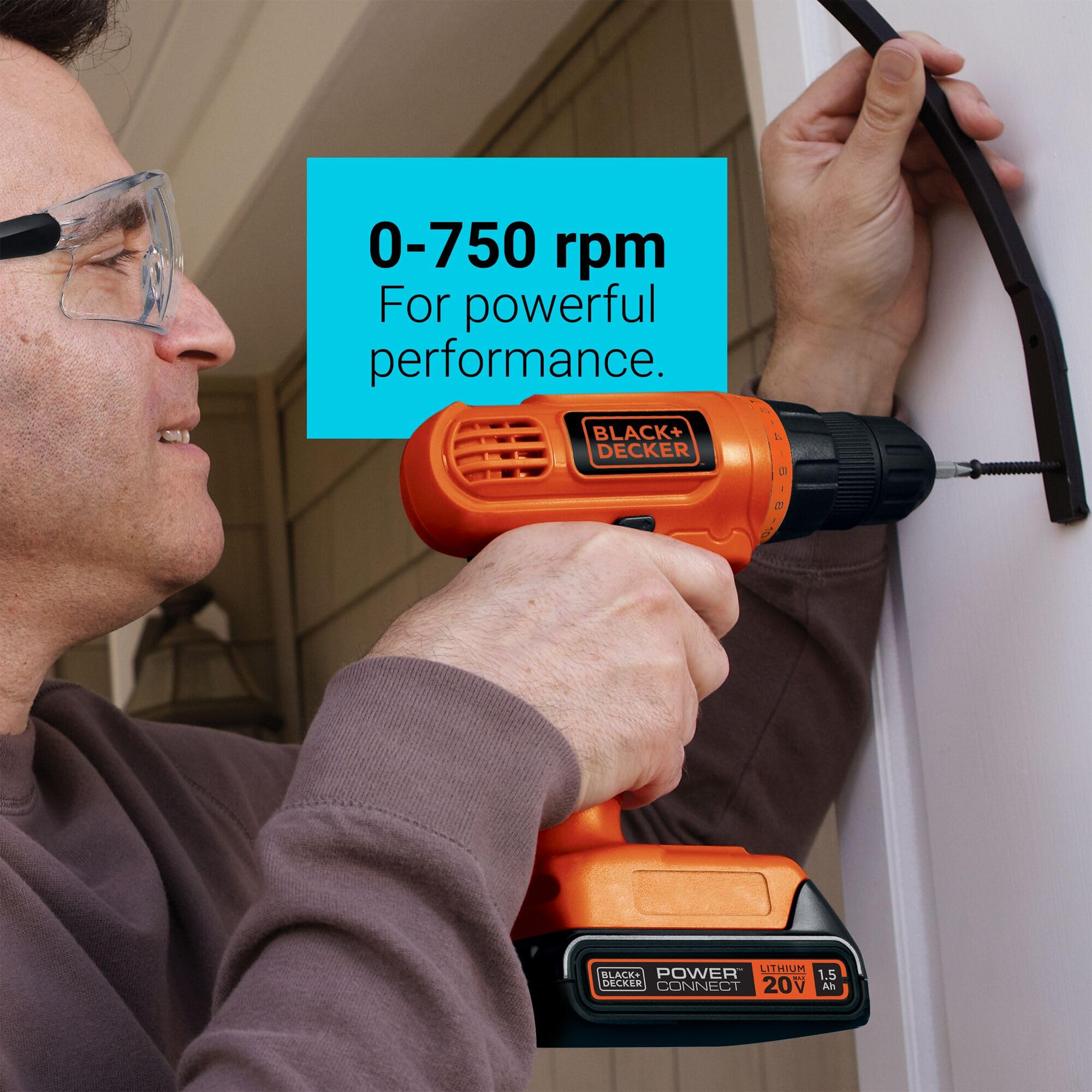BLACK+DECKER compact drill in use demonstrates maneuverability.