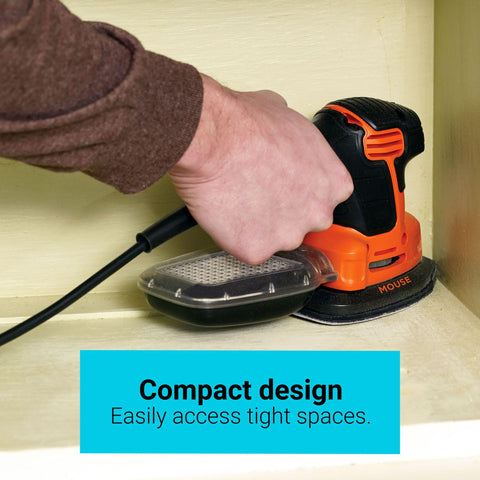 BLACK+DECKER Detail Sander compact design fits in tight spaces.