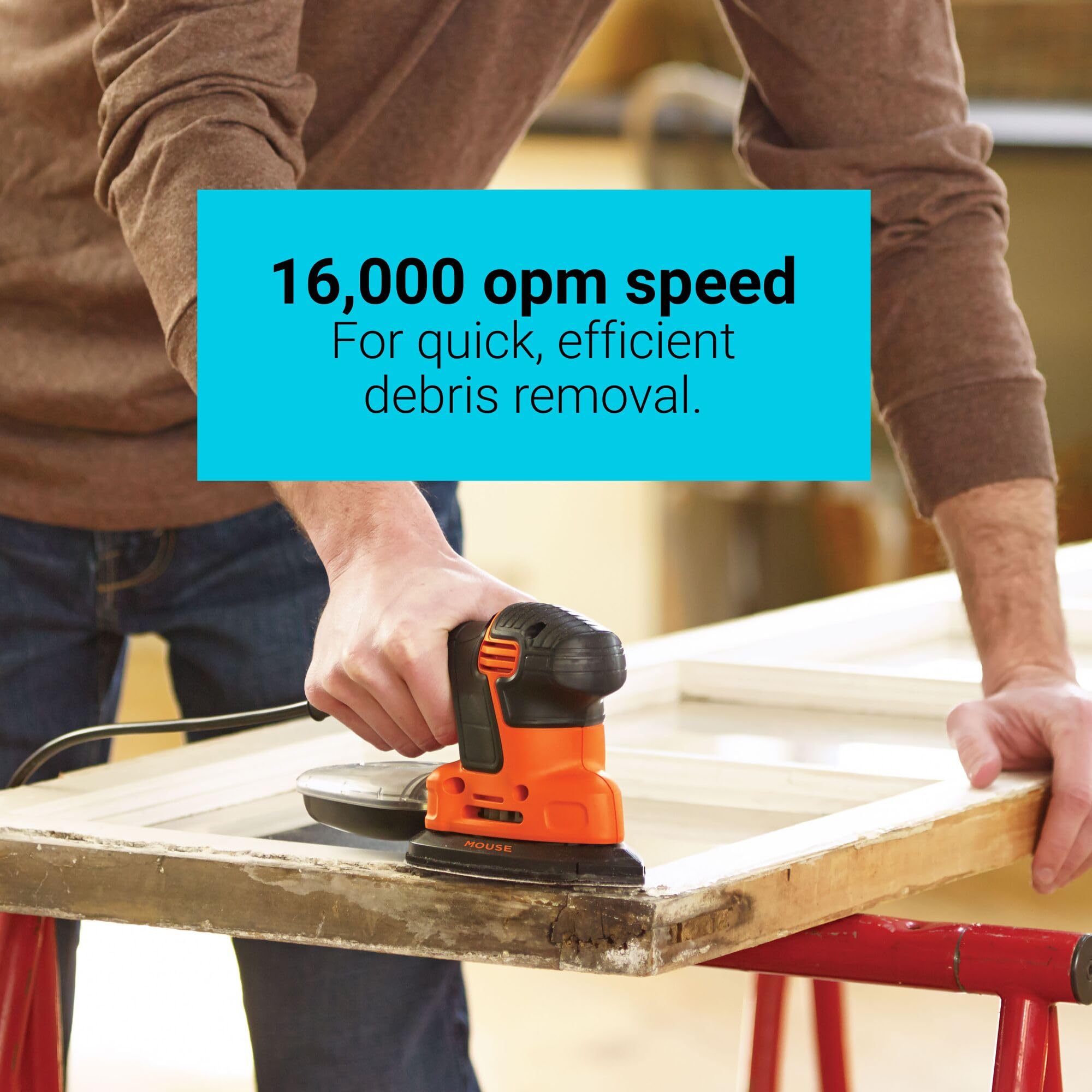 BLACK+DECKER Detail Sander corner access for precise edge work.