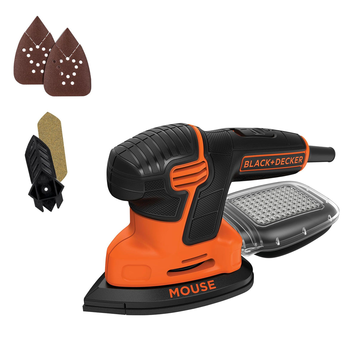 BLACK+DECKER Detail Sander with dust collector for a cleaner workspace.