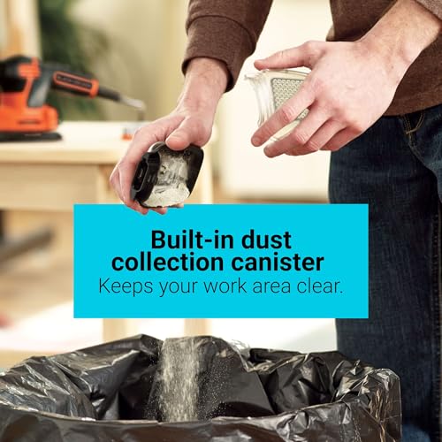 BLACK+DECKER Detail Sander fast material removal with 1.2 Amp motor.