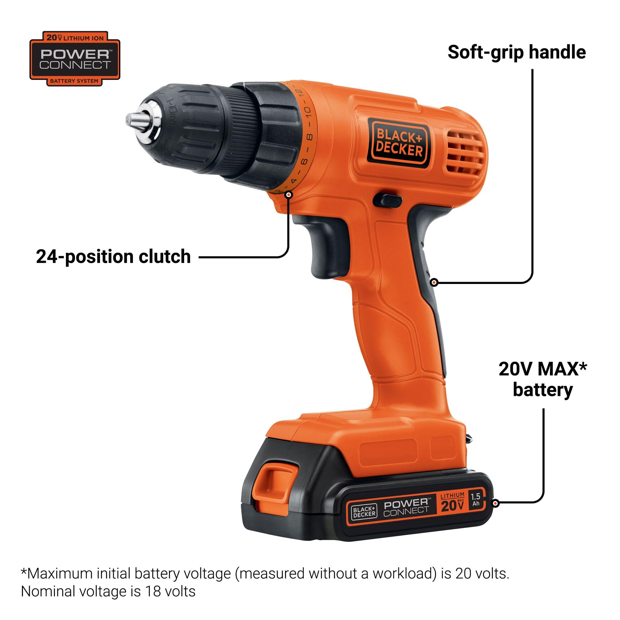 BLACK+DECKER LD120VA battery and charger ready for quick recharges.