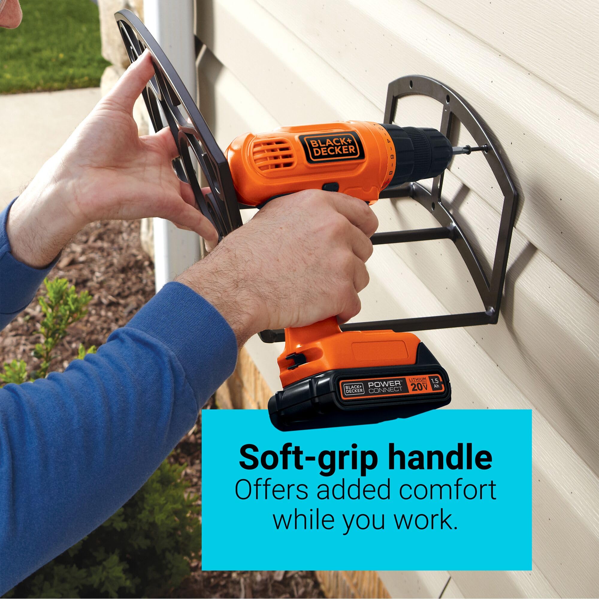 BLACK+DECKER LD120VA battery release action shows quick changes.