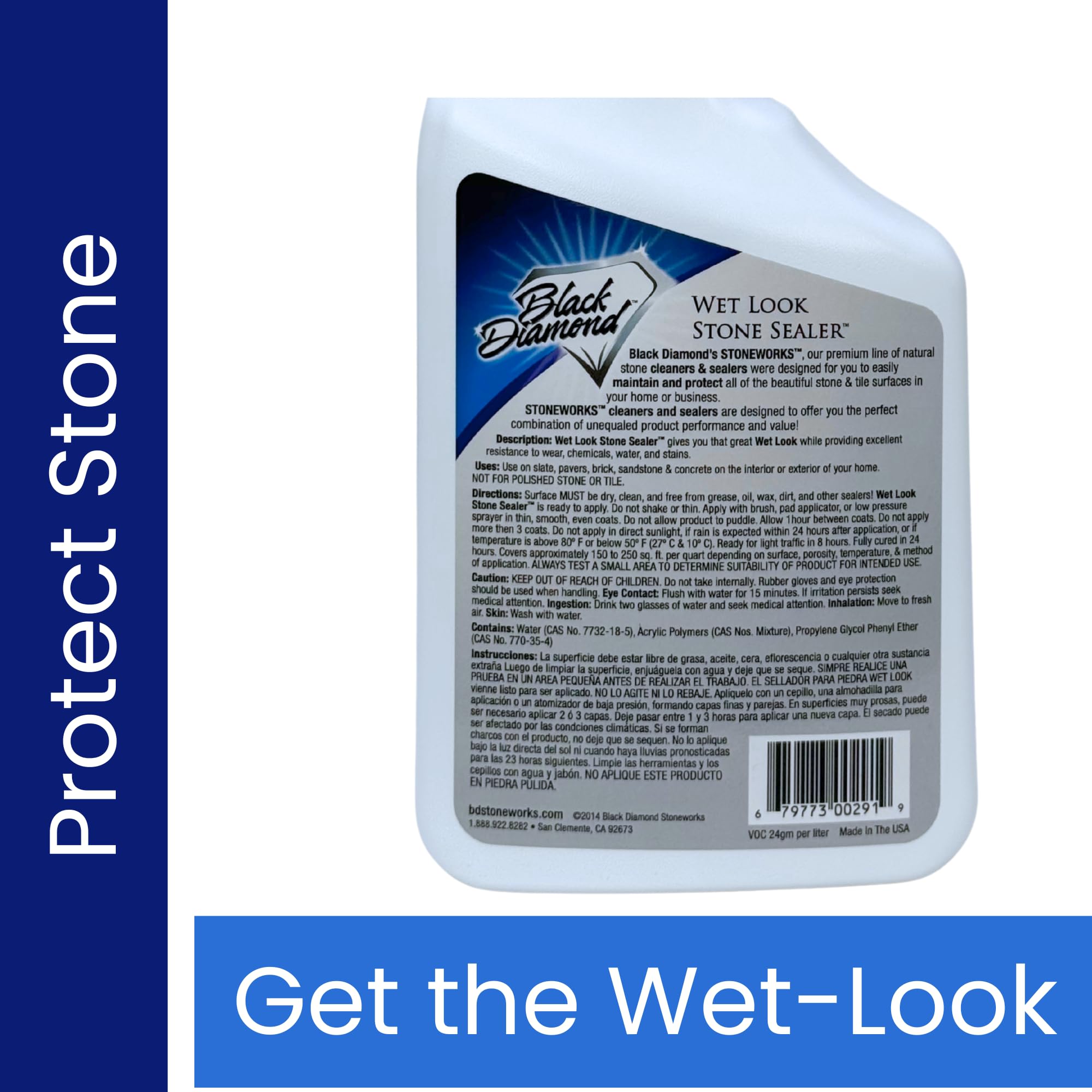 Black Diamond Stoneworks Wet Look Sealer on slate enhances color depth with protective gloss