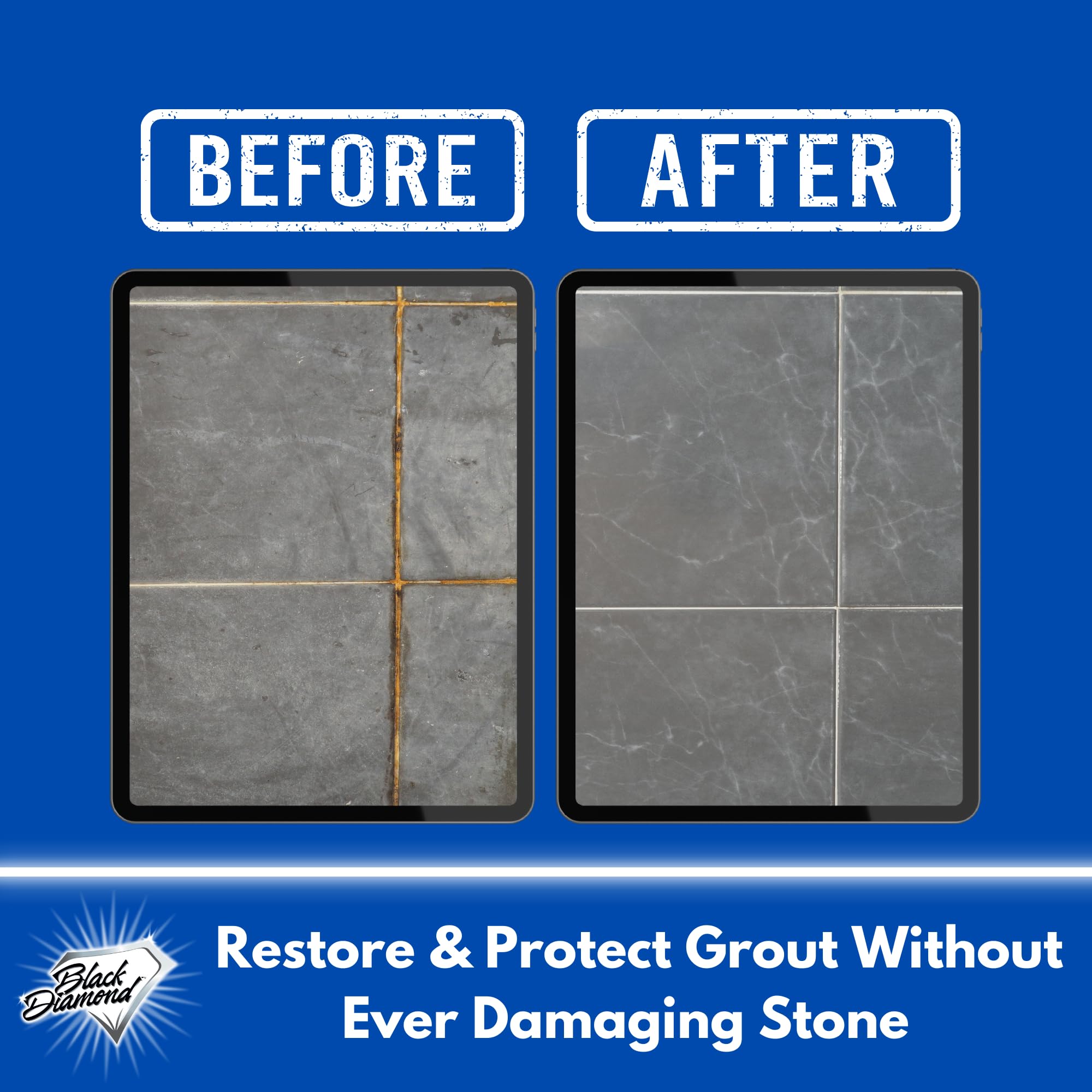 Black Diamond Ultimate Grout Cleaner restores grout color for renewed floors
