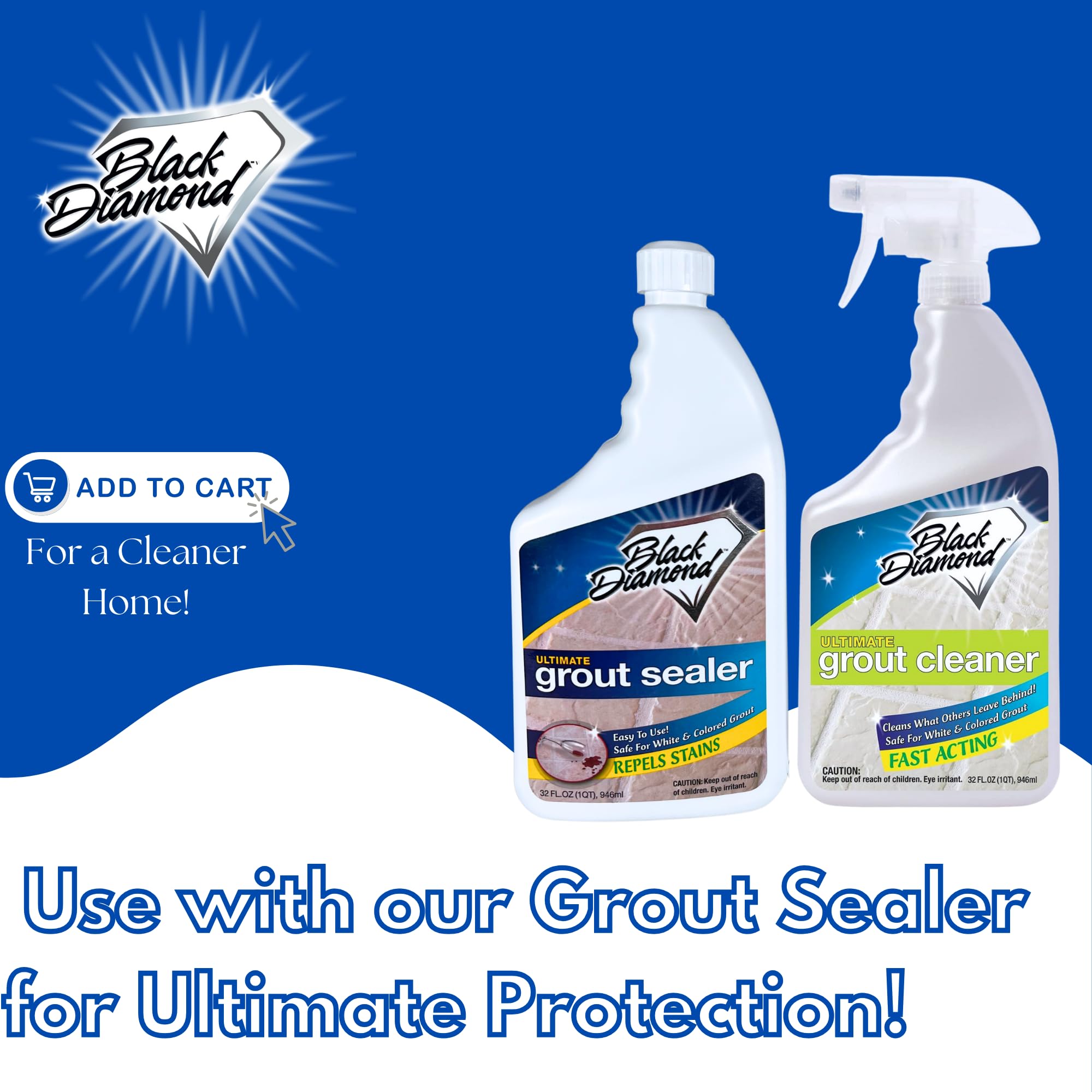 Black Diamond Ultimate Grout Cleaner suitable for kitchens and bathrooms grout care