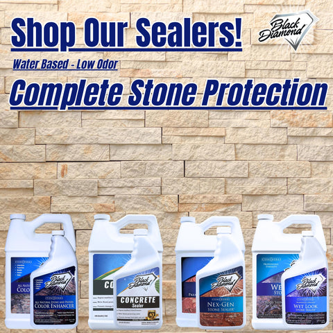 Black Diamond Wet Look Sealer on decorative stone highlights natural texture