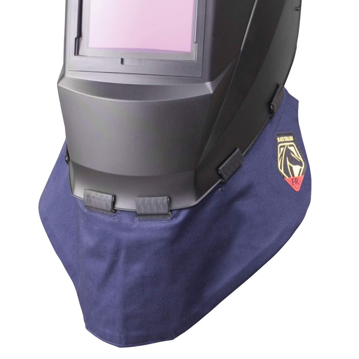 Black Stallion AH2140-NS helmet bib with 360-degree coverage for neck protection during welding
