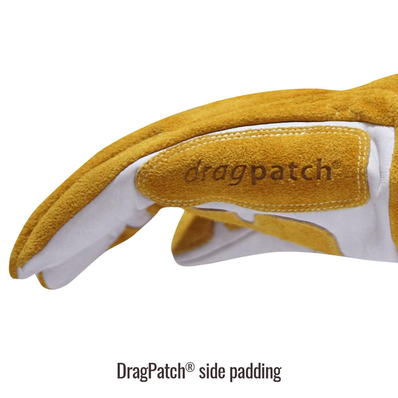 Black Stallion GM1611-WT dragpatch side padding reduces heat exposure and enhances wrist support.
