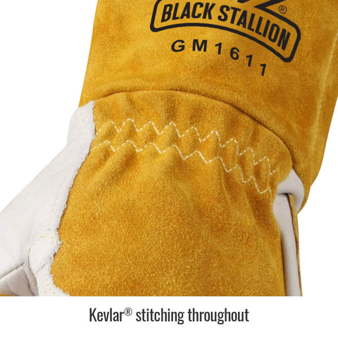 Black Stallion GM1611-WT reinforced palm and thumb patch for abrasion resistance during welding