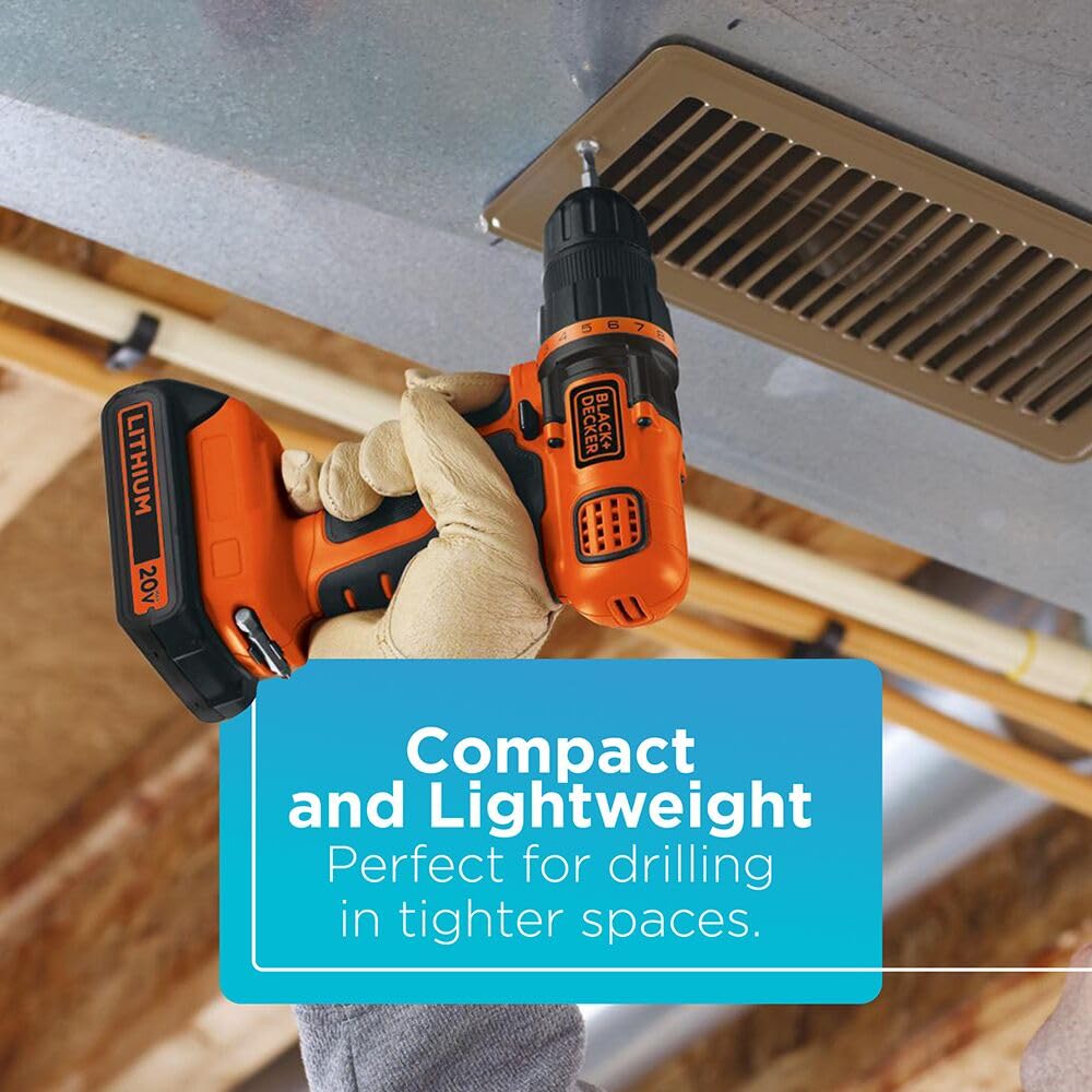 BLACK+DECKER integrated bit holder keeps bits organized.