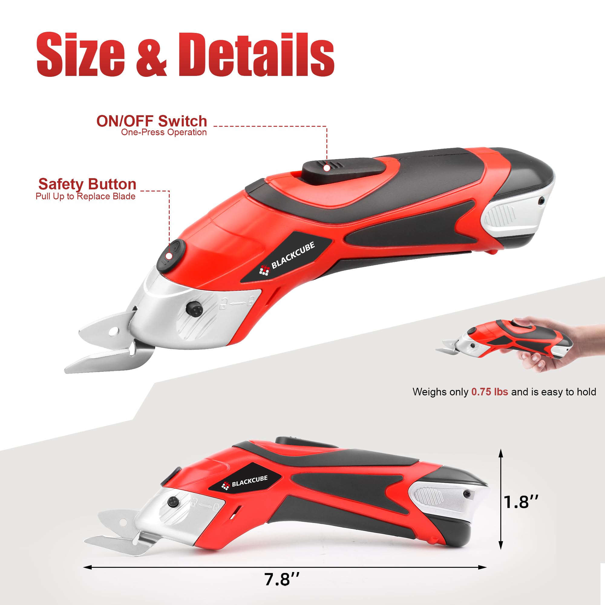 BLACKCUBE cordless electric scissors cutting tough cardboard and plastic