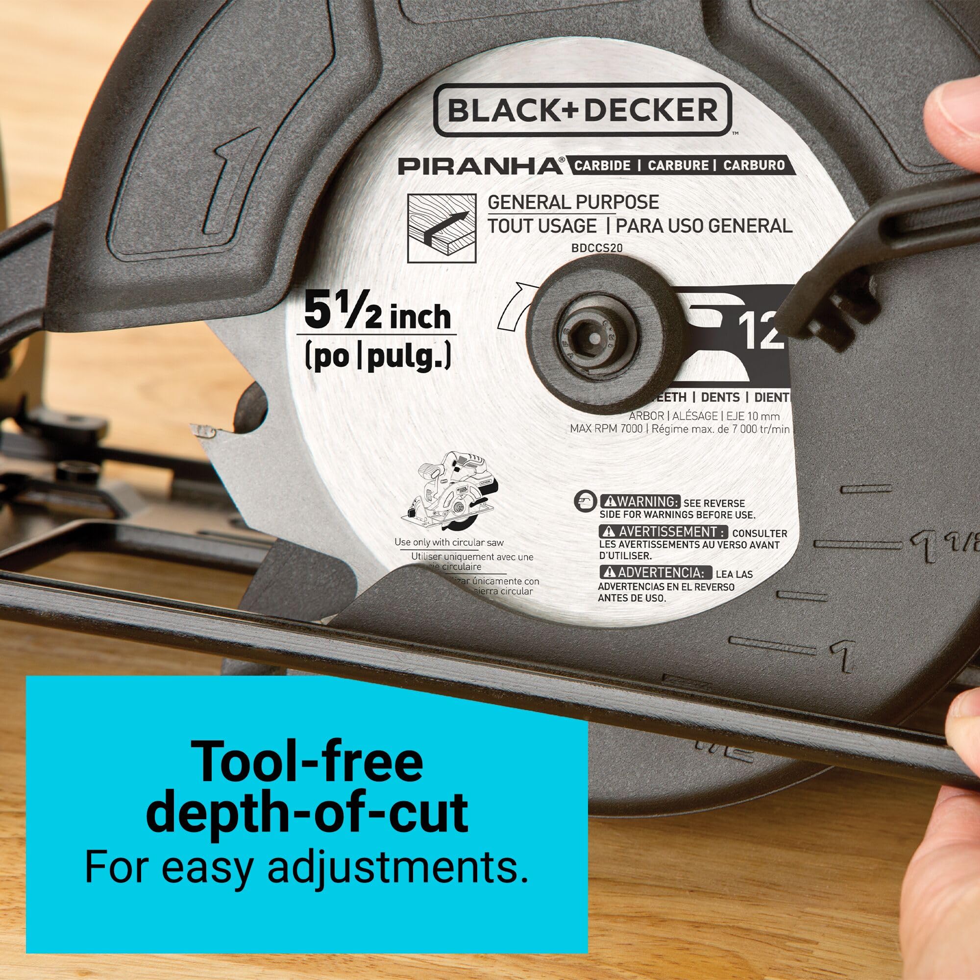 BLACK+DECKER circular saw pivoting shoe improving control during cuts