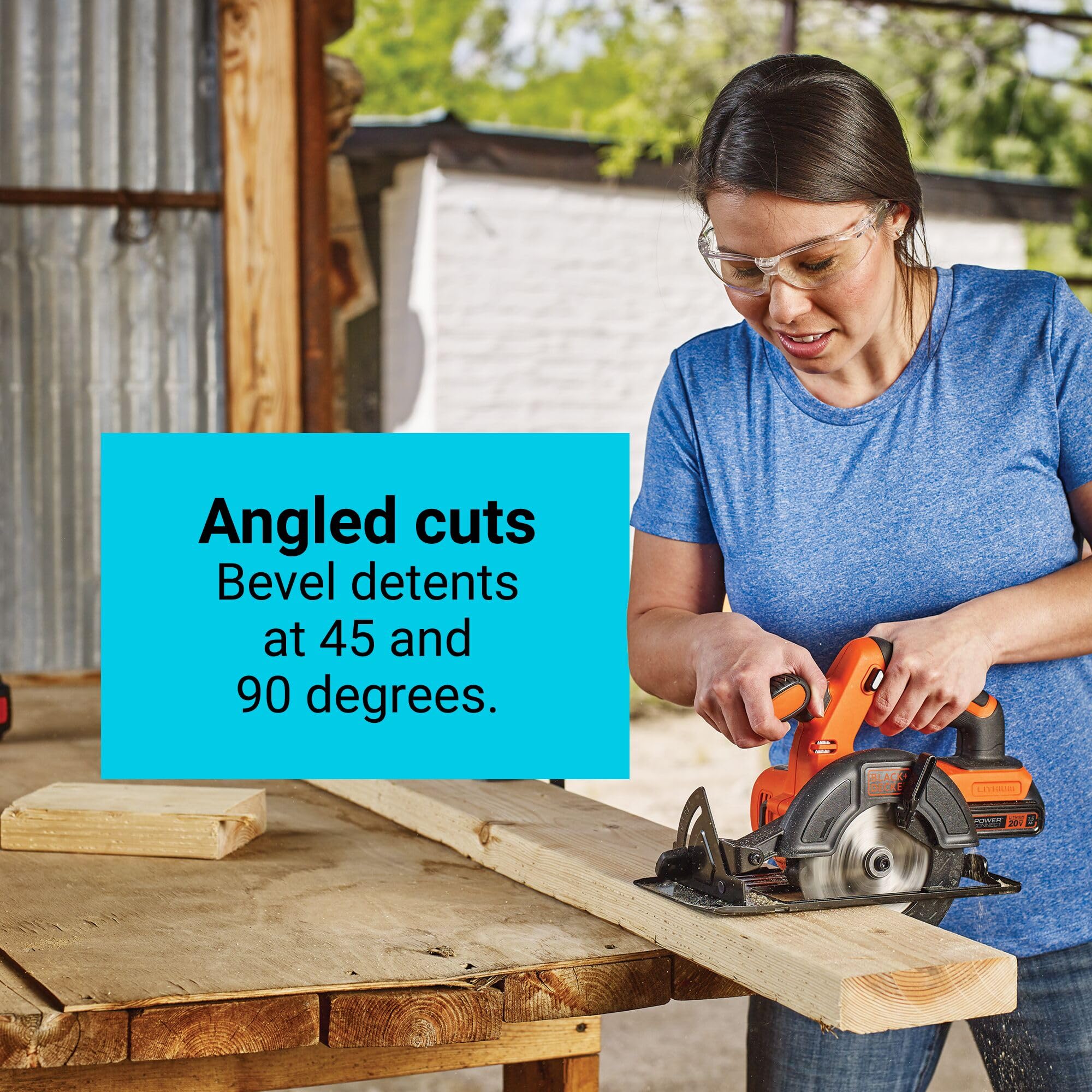 BLACK+DECKER circular saw with tool-free depth adjustment for quick setup