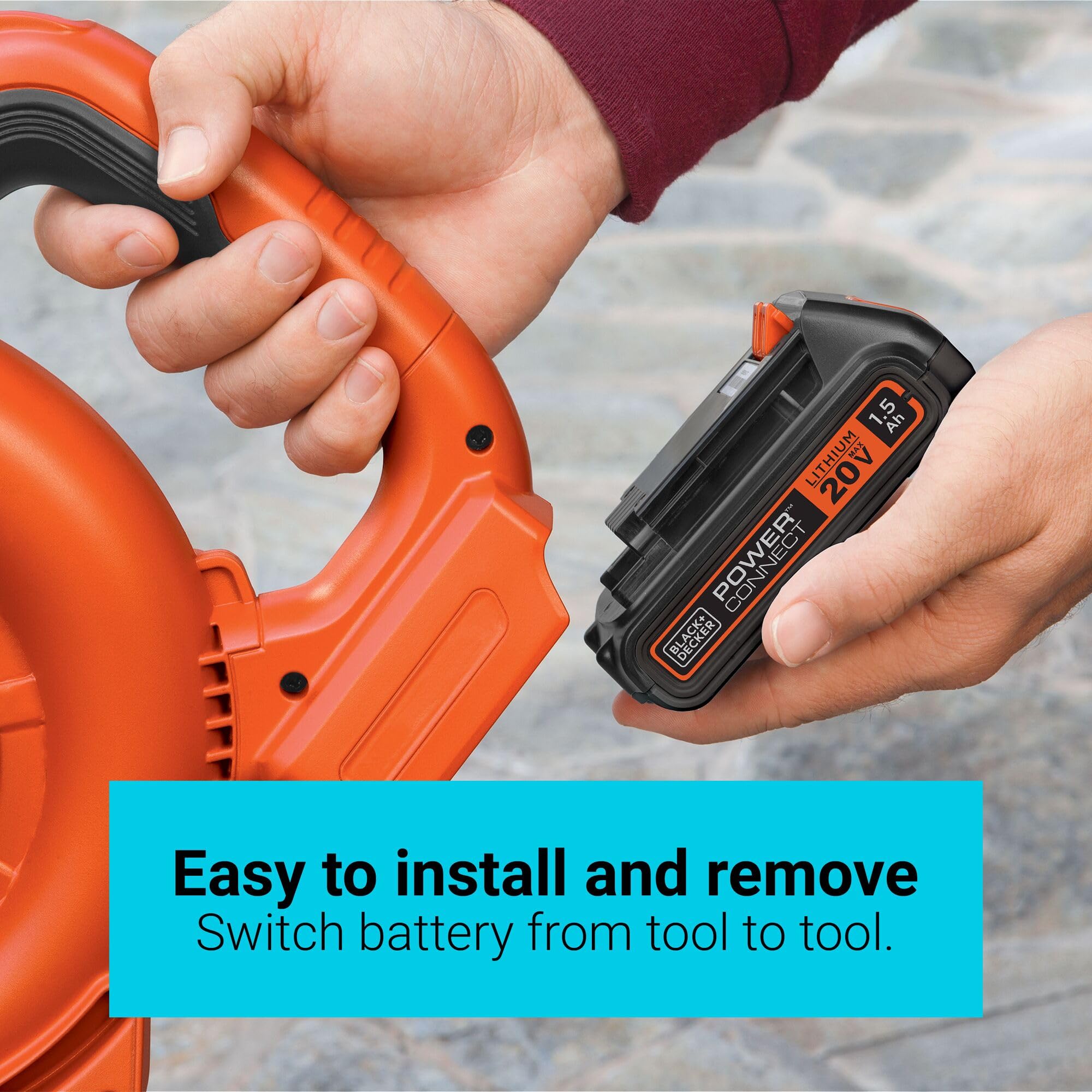 BLACK+DECKER lithium-ion cells with smart regulation for longer life.