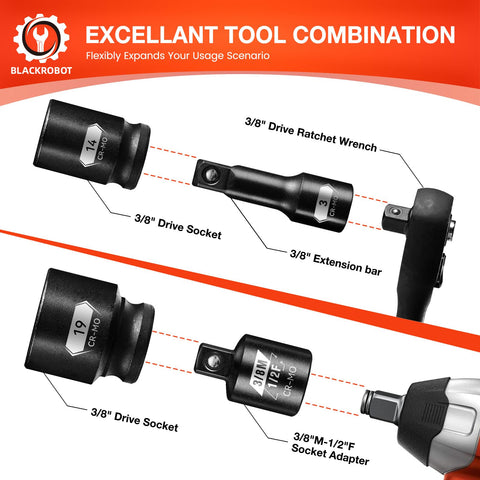 BLACKROBOT 15mm socket with corrosion-resistant coating close-up.